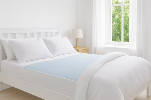 Deluxe Washable and Absorbent Reusable, King-size Bed, Incontinence Pad/Waterproof Mattress Protector with Tucks (Blue)