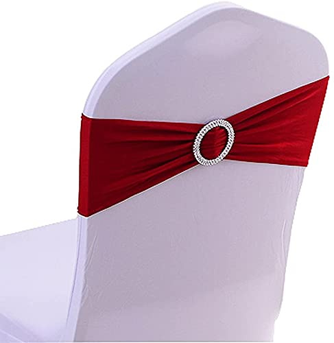 CNFQ Stuhlschleifen, elastisch, kein Binden, Dekoration für Hochzeit, Party, Taufe (50, Weinrot)