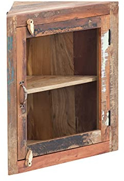 Woodkings® Eckhängeschrank Sumana massiv Holz schmal Badmöbel Badezimmer klein Badezimmerschrank Badschrank Bad Hochschrank Massivholz