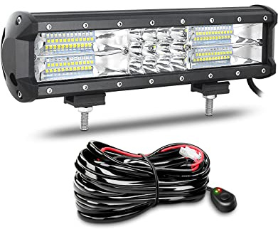 Willpower Led Lichtleiste Balken 12V 24V 12 180W für Auto Offroad KFZ | Lightbar Arbeitsscheinwerfer, mit 12V Kabelbaum, 6000K Weiß, IP67 Wasserdicht, Beleuchtung für Traktor ATV Boot Quad