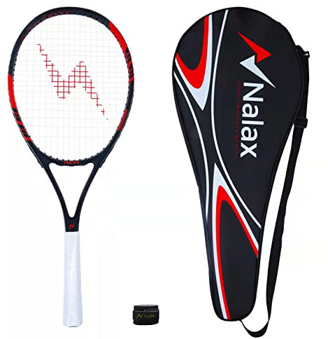 Tennis Racket, Nalax Carbon Fiber Tennis Racket for Adults Youth Training Super Lightweight Shock Absorber with Carry Bag Grip Tape for Men Women Professional and Beginner