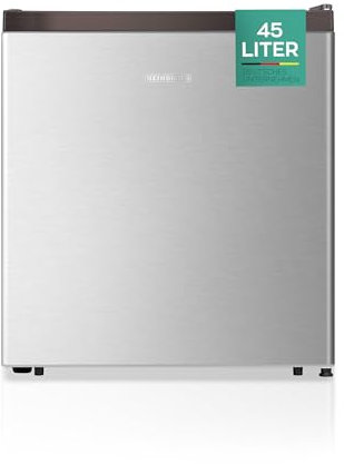 HEINRICHS Getränkekühlschrank 45L klein kompakt leise: 39db mit Kühlfach Mini-Bar; Tisch-Kühlschrank; Mini Kühlschrank mit separatem Kühlfach; perfekt geeignet für Büro Camping Garten Outdoor (Silber)