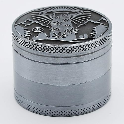 420 UFO Aliens Grinder Crusher Mühle für Kräuter Spice Herb anthrazit Ø 50 mm 4 teilig Set mit Pollen Scraper inkl. Pop Up Dose