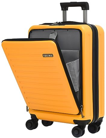TydeCkare 20 Handgepäck Koffer mit Laptopfach, Airline Kompatibel Gepäck | 55x40x20cm, 34L, Leicht ABS+PC Hartschalenkoffer Klein, 4 Spinner-Rollen, TSA Schloss, für Geschäftsreisen, Orange