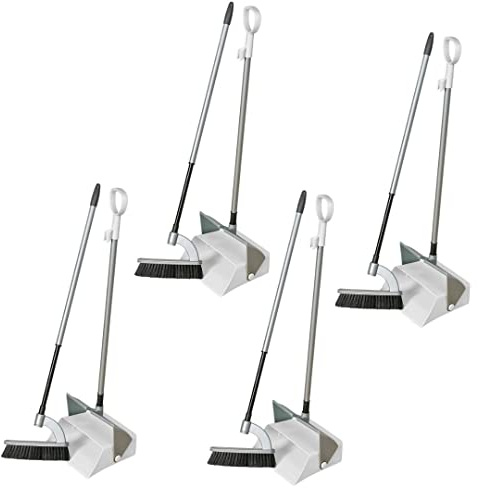 Novaliv Lot de 4 balayettes Combi - Design ergonomique - Avec pelle et pelle à poussière à long manche
