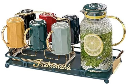 Jus Carafe d'eau Tasse à eau ensemble ménager salon verre bouilloire grande capacité famille hospitalité tasse à boire ensemble complet Thé Cruche