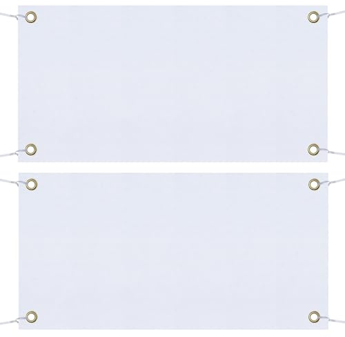 Pilikoll 2 Sets 120x60cm Blanko Banner Weiß mit 10m Hängendem Seil DIY weißes Banner zum Bemalen Polyester Blanko banner für DIY Painting Aktivitäten Schulveranstaltung