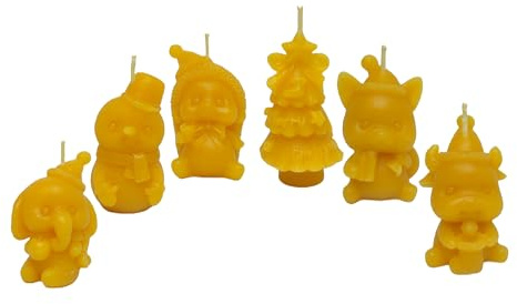 Bienenwachskerze – Niedliche Bienenwachsfiguren für die festliche Weihnachtszeit | Weihnachtsdekoration | Weihnachtsgeschenkkerze | Handgemacht | Handbemalt | 100% Bienenwachs (Set-3, Nicht Bemalt)