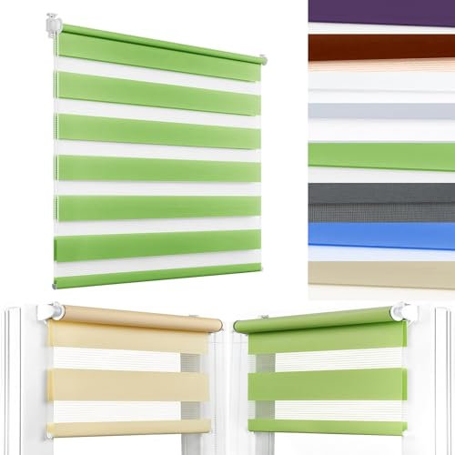 Verdunkelungsrollo Klemmfix 45 x 170 cm Sichtschutz und Sonnenschutz Duo Rollo Fensterrollo inkl. Befestigungsmaterial für Fenster & Türen, Grün