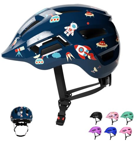 KORIMEFA Kinderhelm, Fahrradhelm Baby, Verstellbarer Helm, Sporthelm Radfahren Fahrrad Roller Skateboard Helm für Mädchen und Jungs von 2-8 Jahren Alt (Dunkelblau Astronaut,XS)