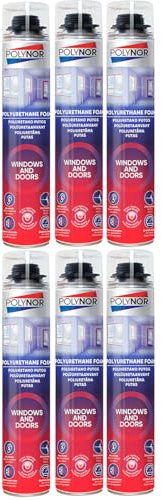Mousse Polyuréthane Expansive Pistolable 750 ml, Lot de 6 | Pour le Montage, Isolation et Calfeutrage, Spéciale Huisseries et Menuiseries