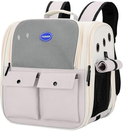 Katzenrucksack, groß, atmungsaktiv, Netzstoff, Tier-Rucksack, mehrere Taschen, faltbare Katzentasche mit gepolsterten Schultergurten und Hüftgurten für Katzen, Welpen, Kätzchen, Hasen