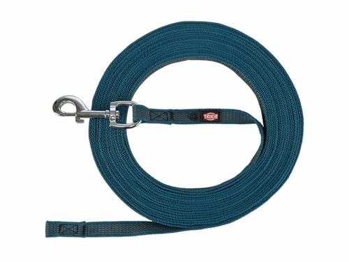 TRIXIE Hunde-Schleppleine L–XL, für Training & Auslauf – 10 m/17 mm, Petrol | Lange Leine für sicheren Freilauf – für große Hunde, robustes Gurtband mit stabilem Karabiner, angenehme Handhabung im Alltag