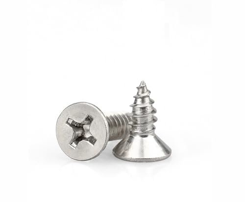 200pcs Wood Screws,Countersunk Self Tapping Screws,Stainless Steel Flat Head Screw,Multi Purpose DIY, Furniture & Repairs (M3x8mm)