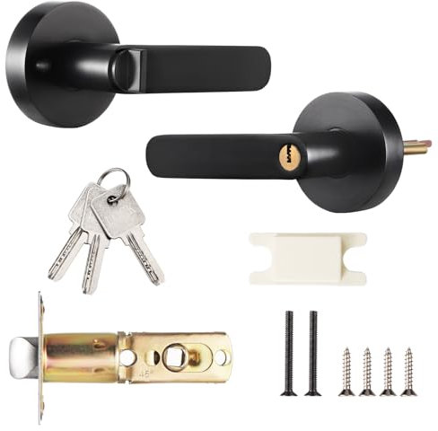 Knpwer Pomello per porta con serratura, maniglie per porte interne, maniglia in metallo, maniglia con pomello fisso, maniglia lunga