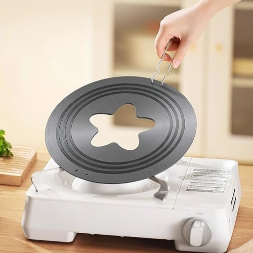 Elitix Electric Stove Heat Diffuser for Fire Pit, Moka Pot Guard Deflector w/Anti Scalding Handle, Cookware Protection Heat Plate for Gas Burners