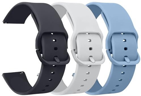 Tobfit Sport Bracelet pour Galaxy Watch Active 40mm / Active 2 40mm 44mm, 20mm Bracelet en Silicone Souple Compatible avec Samsung Galaxy Watch 3 41mm