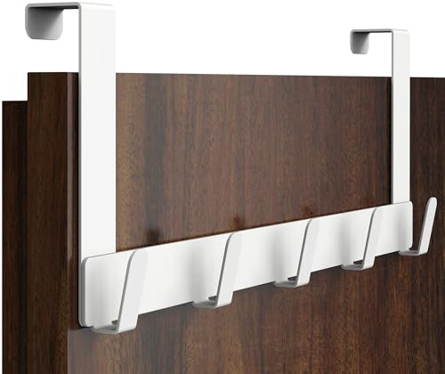 Menz Türgarderobe zum Einhängen aus Edelstahl, weiß- Premium Türhaken zum Einhängen als Kleiderhaken Tür oder Handtuchhalter Tür, extrem belastbar, platzsparende Türhakenleiste