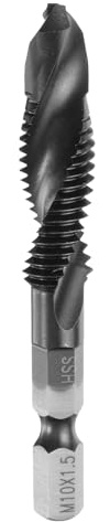 QUARKZMAN Combinazione Trapano e Punta Maschiare, Metrico M10 x 1,5 Filettatura 1/4 Esagonale, Punte Filettatura Rivestite TiCN Utensile Maschiatura Acciaio ad Alta Velocità (HSS) 6542
