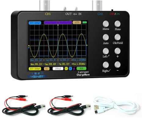 ACAGALA Osciloscopio digital portátil compacto, frecuencia de muestreo de 50 m, ancho de banda analógica de 10 m, estromosciloscopio portátil, reparación de teléfonos móviles, patrón de Lissajous