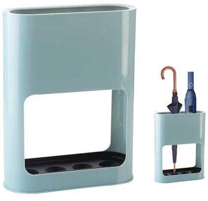 Aartner Schirmständer, Regenschirmständer mit Abnehmbarer Abtropfschale, 28 x 22 x 9cm Umbrella Stand, Kunststoff+ Eisen Schirmständer für Lange/Kurze Regenschirme, Minimalistisches Design (Blau)
