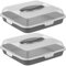 Lot de 2 - Set de Transport pour Gâteaux et Pâtisseries - Boite à gateau Rectangulaire, boite gateau, boite a gateau, boite transport gateau, boite a gateau transportable , range gateau (Anthracite)