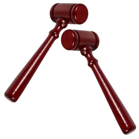 VANZACK 2pcs Wooden Judge Gavel Set, Redwood Auction Hammer with Sound Block, Court and Lawyer Hammer for Roleplaying and Legal Use