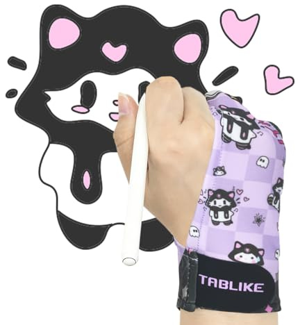 Drawing Glove for iPad, 3-Layer Palm Rejection Artist Glove(Size S, Purple) | Two Fingers Digital Art Glove for Drawing Tablet, iPad, Monitor Painting, Paper Sketching, Fits Right Hand and Left Hand