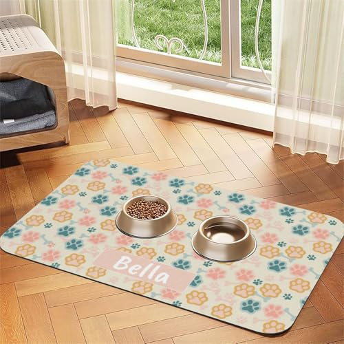 Fußmatte Personalisiert Napfunterlage Hund Futtermatte Katzen Haustür mit Namen und Foto
