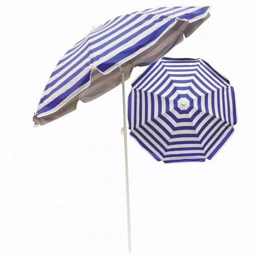 EYTVYUWPT Sombrilla De Playa Portátil De 1,8 M Con Inclinación, Parasol De Rayas Azules Y Blancas, For Exteriores, For Playa, Piscina Y Patio.