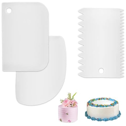 2-Piece Cake Smoother Scraper Set for Professional Cake Decorating - Durable Plastic Tools for Fondant & Buttercream Icing