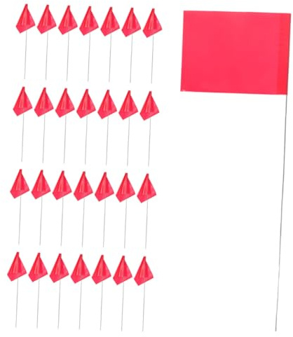 VILLCASE Set da 30 Bandiere di Segnalazione per Irrigatori, Marcatura Prato e Cortile, in Pvc Rosso per Uso Esterno e Giardinaggio