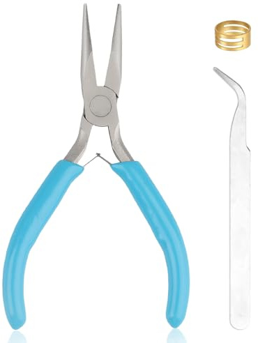 Jewellery Making Tools Kit, Needles Nose Plier, Long Chain Nose Pliers, Wire Cutter, Jewelry Plier Craft Tools for Beading Jewelry Necklace Making Repair Supplies (Blue Pointed)