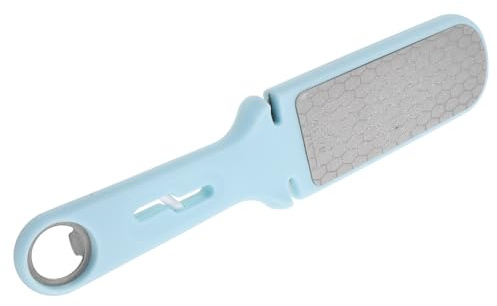 Hohopeti Pierre à Aiguiser Inoxydable Multifonction, Affûteur Rapide pour Couteaux et Ciseaux, Manche Ergonomique Bleu Ciel, Outil Portable Cuisine et Jardin, Affûtage Précis et Solide