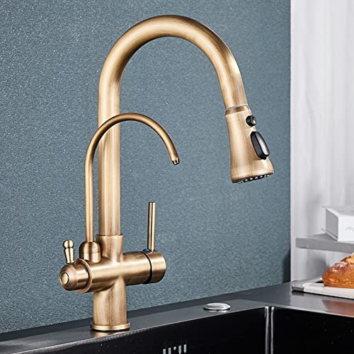 Matte Black 360° Rotating Kitchen Faucet with Built-in Water Filter, 3-Way Sink Mixer Tap, High Arc Pull-Out Spray, Elegant Design for Modern Kitchens