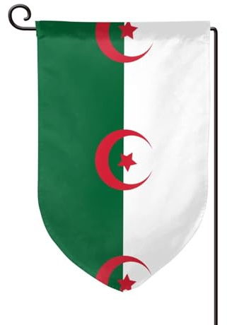 Drapeau de décoration de cour unique – Design personnalisé pour le printemps et le jardin, drapeaux d'extérieur double face en polyester durable pour cour, porche et patio Drapeau de l'Algérie Taille