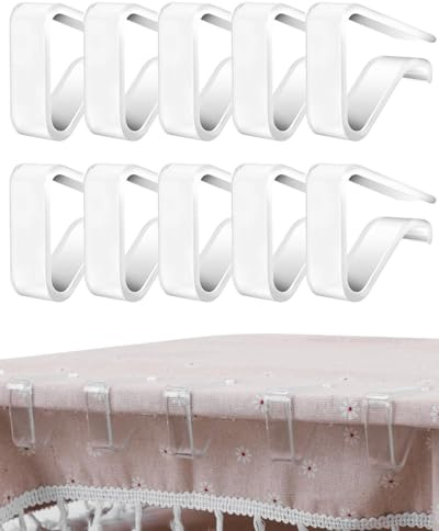 EYVRPAU Tischdeckenklammern 10 Stück Transparent, windfest für Outdoor, Garten & Camping. Robuste Tischtuchklammern Halterung, ideal auch für Dicke Tische.