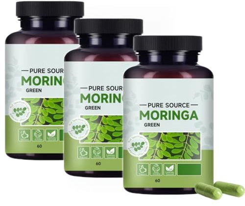 Moringa |Energía, piel y salud intestinal|Para mujeres y hombres|60 cápsulas,3pcs