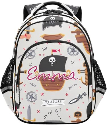 RPLIFE Sac à dos personnalisé de capitaine pirate pour garçons et filles, sac à dos robuste pour enfants, Capitaine pirate, 17 Inch, Sacs à dos traditionnels