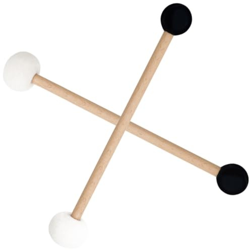 HEMOTON 2 Stück Klangschalen Schlägel mit Doppelseitigem Design aus Filz und Gummi Holzgriff Sanfter Klang für Tibetische Klangschalen und Glockenspiele