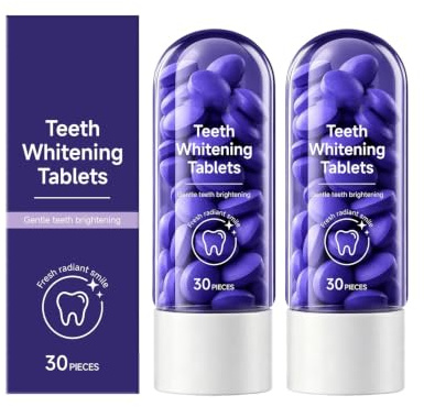 2 st tandblekningstabletter, tänder blekande lila tabletter med färsk mintsmak Xylitol druvextrakt, tuggtabletter för daglig munvård, fräsch andedräkt, resevänlig, 30 surfplattor, B