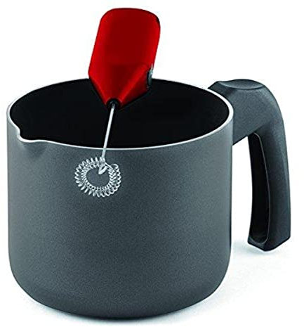 Domo Enjoy Cooking Pentolino Bollilatte con Frullino Montalatte, Scaldalatte Antiaderente, 12 cm