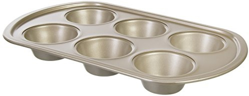 wenco Muffinform, Backform für 6 Muffins oder Cup Cakes, Antihaftbeschichtet und Hitzebeständig, Goldfarben, 545976