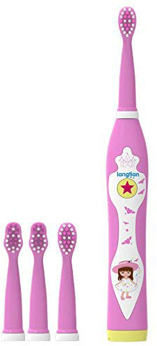 Bomaoer barn elektrisk tandborste tandborste elektrisk rengöringsborste barn ultraljud uppladdningsbar tandborste baby sonic tandborste rosa färg