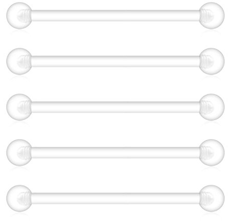 Briana Williams 5 PCS Clair Flexible Bioplast industrielle haltère Corps Bijoux Piercing Retenue 38mm