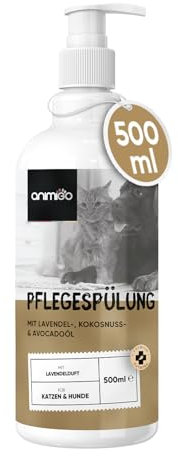 Conditioner für Hunde & Katzen - 500ml Spülung - Mit Kokosöl & Avocadoöl - Für Langhaar & Kurzhaar - Bei Juckreiz, Geruch & trockene Haut - Schonende Fellpflege für Kätzchen & Welpen - Ohne Parfüm