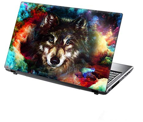 TaylorHe Folie Sticker Skin Vinyl Aufkleber mit bunten Mustern für 13-14 Zoll (34cm x 23,5cm) Laptop Skin Wolf in bunten Wolken