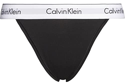Calvin Klein kvinnors högt ben tanga stringtrosa, Svart, XL