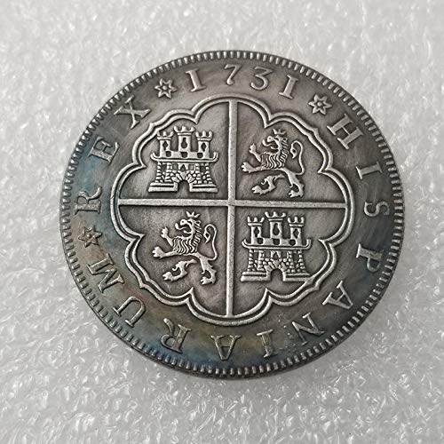 Moneda Exquisita Artesanía Antigua 1731 Español 8 Latón Chapado en Plata Dólar Envejecido Redonda