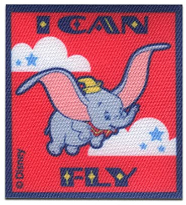 Disney Dumbo I can fly Elefant Tier - Aufnäher, Bügelbild, Aufbügler, Applikationen, Patches, Flicken, zum aufbügeln, Größe: 6,3 x 5,8 cm